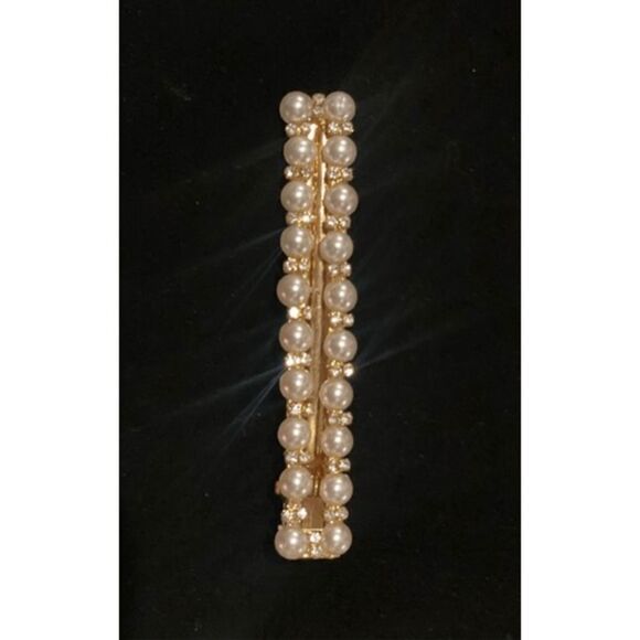Hair Clips Set of 4 Pearls & Rhinestones Party Holidays - Picture 3 of 9